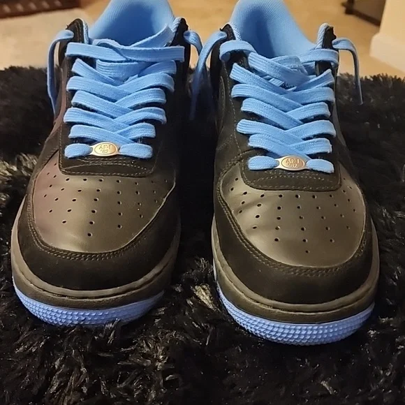 Nike Air Force 1 Low Black/University Blue. Size 9-1/12. AF1 - Picture 2 of 4